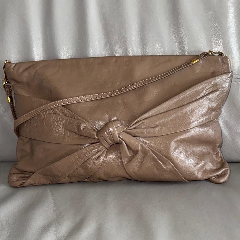 Vintage Taupe Leather Crossbody Bag